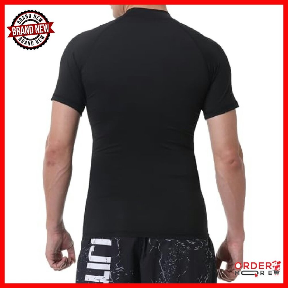 Men's Compression Mock Neck Short Sleeve Athletic Shirt Slim Fit Base Layer - Picture 6 of 8